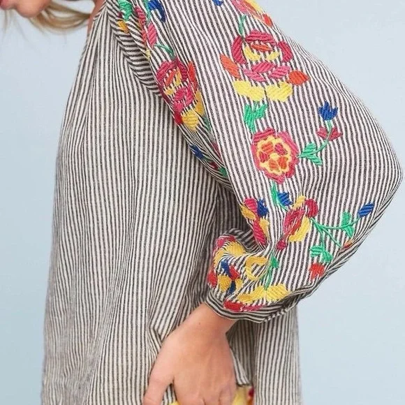 Anthropologie Embroidered Soleil Top by Floreat Size M - Picture 12 of 13